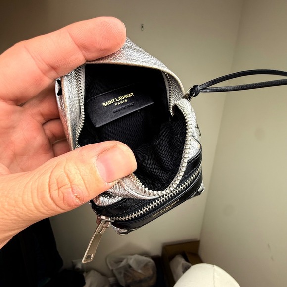 Saint Laurent Paris Silver Leather Star Mini Backpack Bag Charm Key Chain‎ - Picture 10 of 10